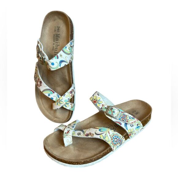 Maibulun Summer Criss Cross Strap Sandals White Floral Size 38 US Women Size 7.5 - Picture 7 of 8